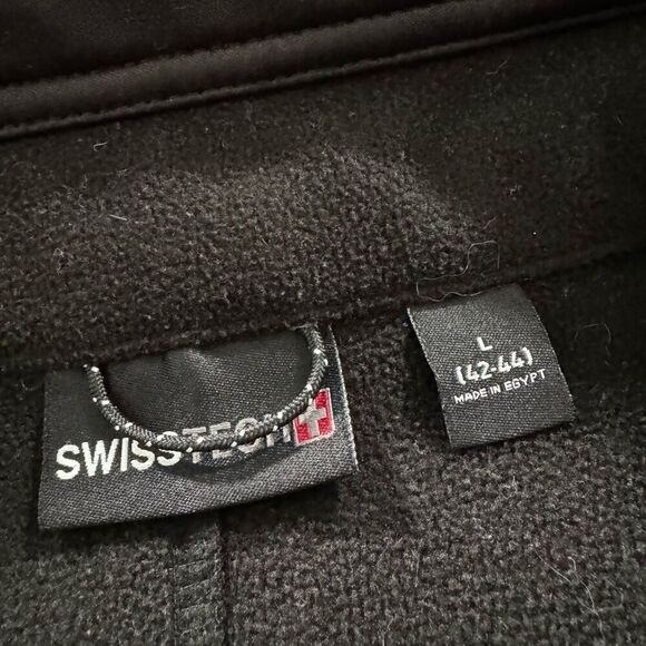 Swiss Tech Men’s Black 100% Polyester Zip Up Jacket High Neck Small Logo Size L - Picture 6 of 9